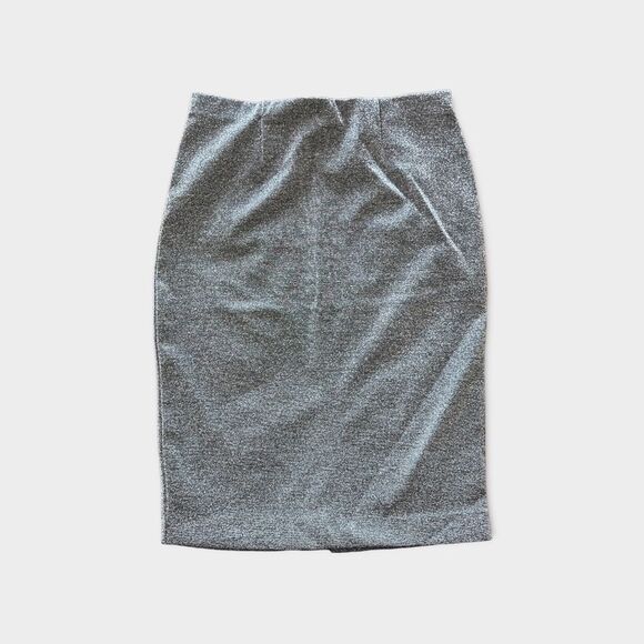 Dynamite Silver Sparklr Midi Skirt Sz M Shiny Soft Fabric & Chic Wedding - Picture 1 of 5
